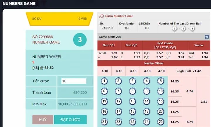 Cược Number Game chắc thắng dễ trúng thưởng với bí kíp hay
